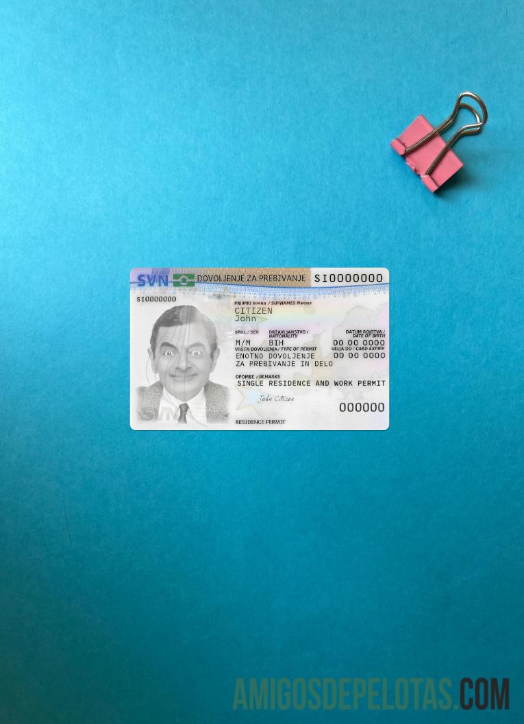 Cartão de autorização de residência na Eslovênia Photolook Front baixar para verificação